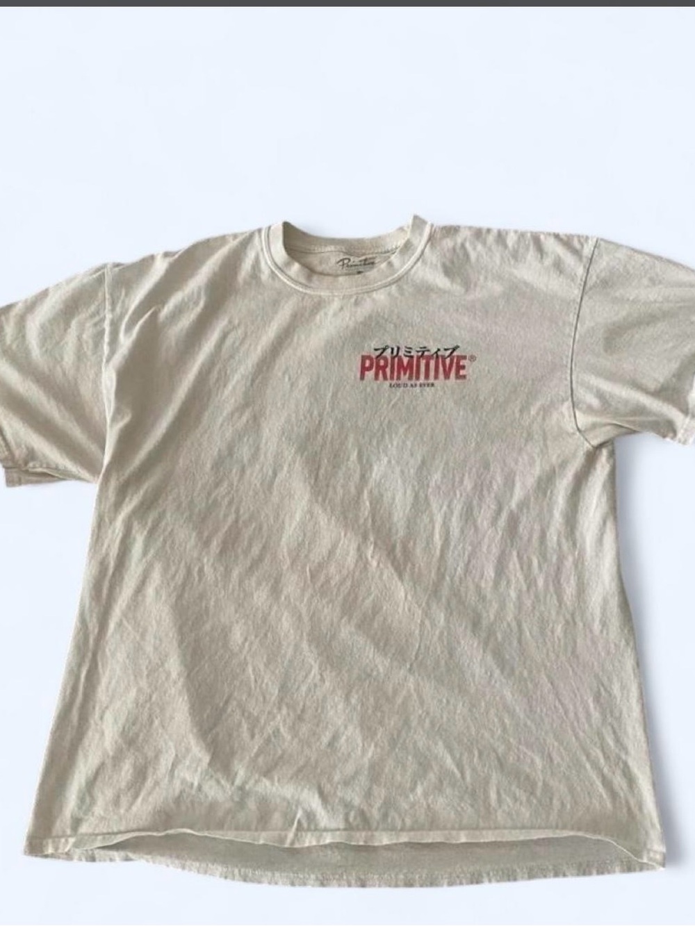 Primitive Beige Short Sleeve Tee with Red Logo